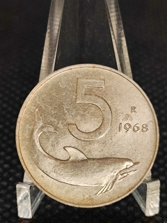 Moeda Itália 5 Liras ano 1968 (golfinho)