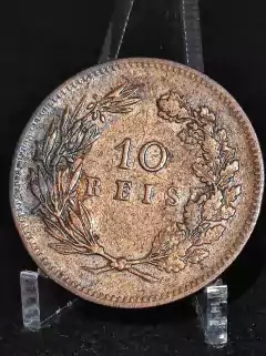 Moeda Portugal 10 réis cobre ano 1892
