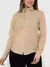 Imagem do Camisa Social Feminina Premium Tipo Linho Bege com Strass Manga Longa Elegante