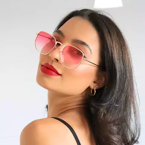 Óculos de Sol Hexagonal Rosa Degradê - comprar online