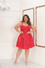 Vestido Plus Size Vermelho Com Bolinhas Brancas