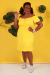 Vestido Plus Size Amarelo de Malha