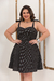 Vestido Plus Size Preto Com Bolinhas Brancas na internet