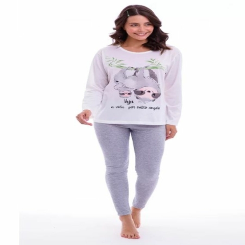 Pijama Feminino Preguiças Calça legging e Blusa