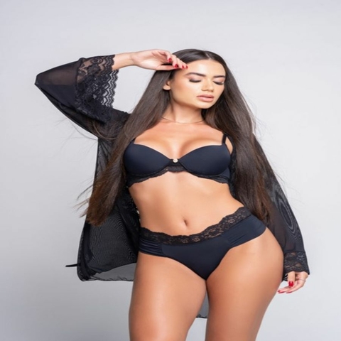 Conjunto Em Micro Fibra E Renda Com Bojo e Aro e Calcinha Fio Duplo Cor Branco - comprar online