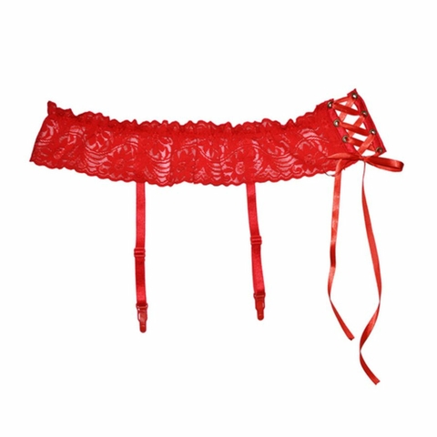 Cinta Liga Também Quero Sensualle em Renda com Ajuste - Cor Vermelho