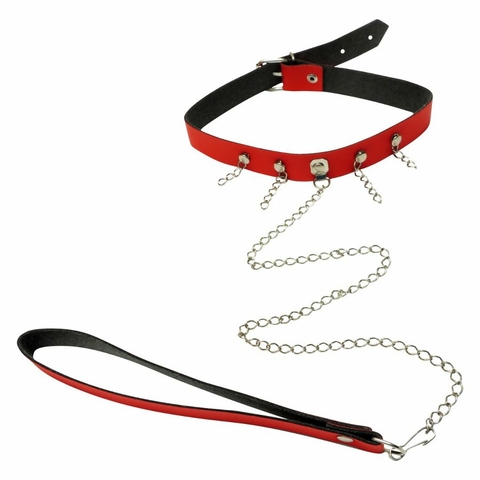 Coleira Com Guia Brasil Fetiche Cor Vermelho - comprar online