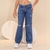Calça Jeans Wide Leg Destroyed Feminina Juvenil Rasgada Estilo Tumblr Urbano Confortável 4 a 16 Anos na internet