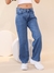 Calça Wide Leg Jeans Lisa Juvenil Com Elástico Infantil do 4 ao 16 Anos Casual Barra Larga Moda Kids - Brink Link - Maior Atacadista de Jeans Infantil do Brasil