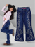 Calça Jeans Flare Feminina Infantil Com Strass Country Ana Castela Calça de Boiadeira Menina Estampa de Cavalo Azul