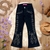 Calça Jeans Flare Feminina Infantil Com Strass Country Ana Castela Calça de Boiadeira Menina Estampa de Cavalo Azul na internet