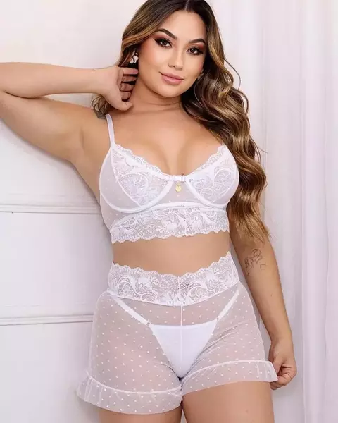 Baby doll sensual Vivian branco - comprar online