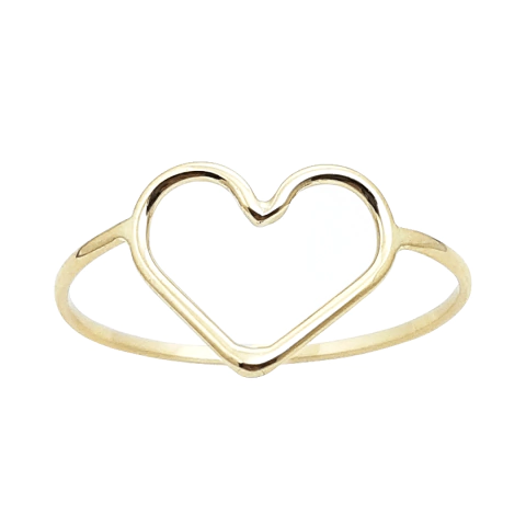 Anel de Coração Vazado em Ouro 18K