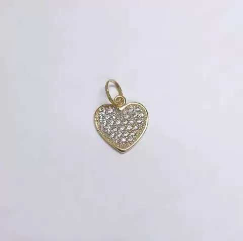 Pingente de Coração com Zircônias em Ouro 18K