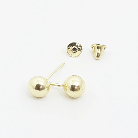 Brinco de Bolinha Baby 4mm em Ouro 18K