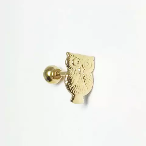 Piercing Reto para Trágus Coruja em Ouro 18K