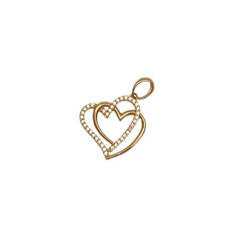 Pingente Corações com Pedras em Ouro 18K