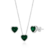 Conjunto de Prata Coração Zircônia Verde - comprar online
