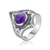 Anel de Prata Losango com Quartzo Roxo Envelhecido