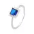 Anel de Prata Zircônia Quadrada Azul Escuro Cravejada - comprar online