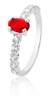 Ane de Prata Solitário Oval Vermelho: Coleção Único Amor