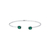 Bracelete de Prata Zircônia Verde Oval 18cm Banhado a Ródio