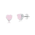 Brinco de Prata Coração Cristal Rosa Fosco 8mm