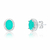 Brinco de Prata Cristal Verde Oval Cravejado 11mm