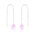 Brinco de Prata Fio Passante Gota de Cristal Rosa