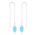 Brinco de Prata Fio Cristal Azul