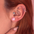 Brinco de Prata Zircônia Quadrada Rosa 8mm
