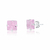 Brinco de Prata Zircônia Quadrada Rosa 8mm