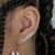 Brinco de Prata Earcuff Corações e Zircônia