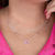 Colar de Prata Círculo Cristal Rosa 40cm
