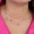Colar de Prata Gota Cravejada Rosa 40cm