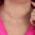 Colar de Prata Gota Cristal Rosa 40cm