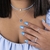 Choker de Prata Pérola e Cristais Azuis: Estilo Único