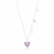 Colar de Prata Coração Cravejado Micro Zircônias Rosa 50cm