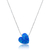 Colar de Prata Coração Opala Azul 45cm