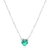 Colar de Prata Coração Verde 45cm