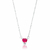 Colar de Prata Coração Zircônia Pink (6mm) 45cm