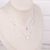 Colar de Prata Duplo Coração Rosa Claro Zircônia 45CM