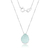 Colar de Prata Gota Cristal Verde Fosco 45cm
