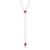 Colar de Prata Gravata Coração e Gota Pink 55cm