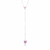 Colar de Prata Gravata Dois Corações Rosa 65cm