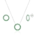 Conjunto de Prata Círculo Vazado Cravejado c/ Zircônia Verde 45cm