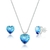 Conjunto de Prata Coração Degrade Azul