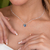 Conjunto de Prata Coração Degrade Azul