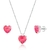 Conjunto de Prata Coração Degradê Rosa