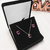 Conjunto de Prata Coração Degradê Rosa e Verde